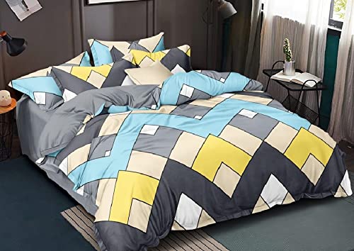 Laying Style Soft Glace Cotton King Size Duvet Cover(Size: 90x100 inch) II Razai Cover II Quilt Cover for Double Bed Size with Zipper (Dohars) Color : Multicolor