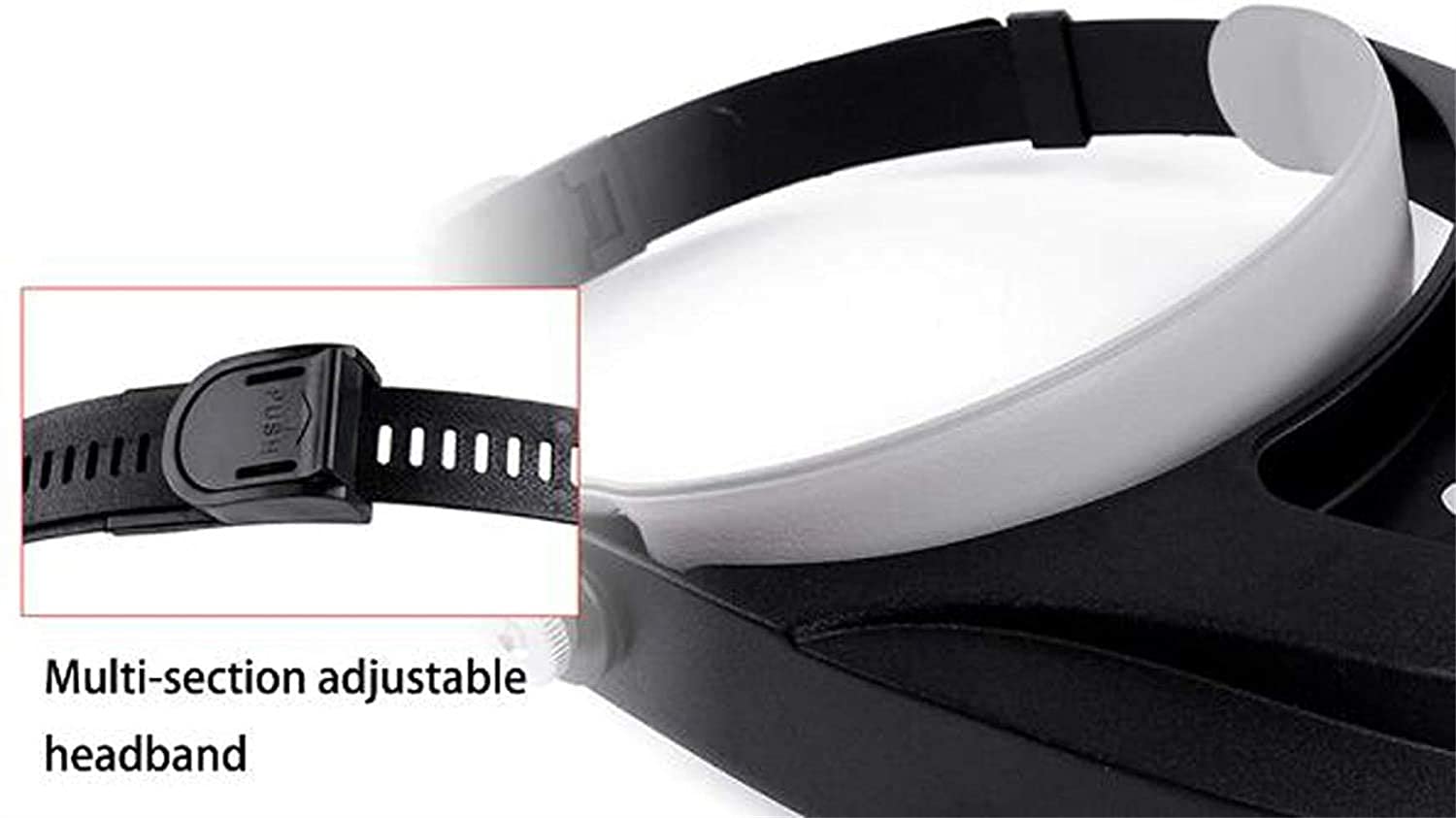 Stirnbandlupe, digitale Handlupe, Kopfbandlupe, 4 Linsen, LED-Licht, freihändiges Stirnband, Lupe, Stirnband, Brille, Lupe zum Lesen