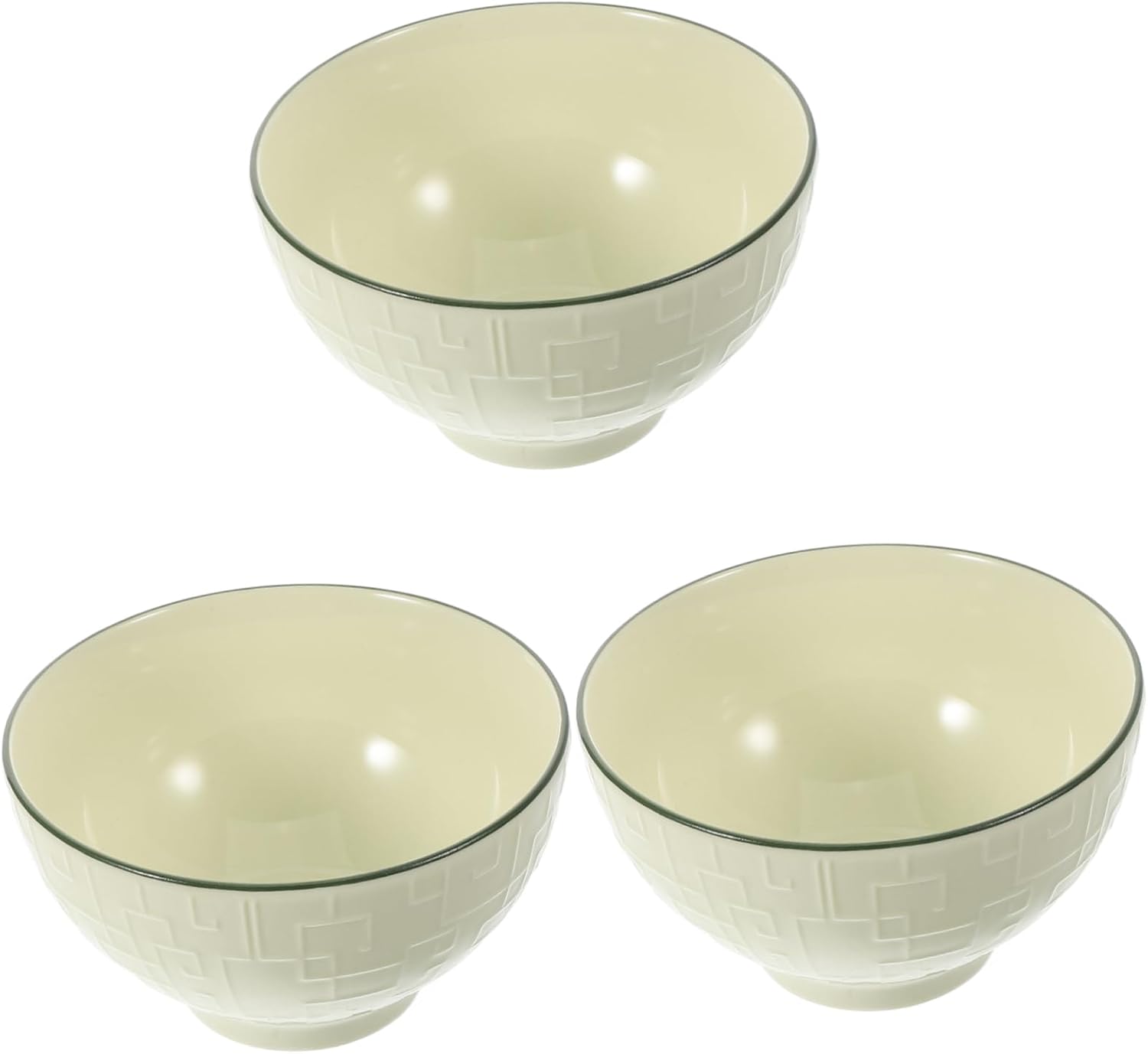 3pcs Green Ceramic Cereal Bowl Set for Kitchen Xmas