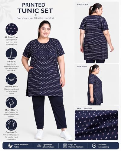Image of In Love Women's All-Over Printed Cotton Plus Size Longline T-Shirt with Pockets