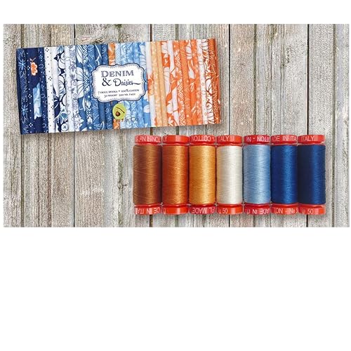 Fil Aurifil Denim & Daisy 50 wt coton d'Égypte de qualité supérieure pour patchwork