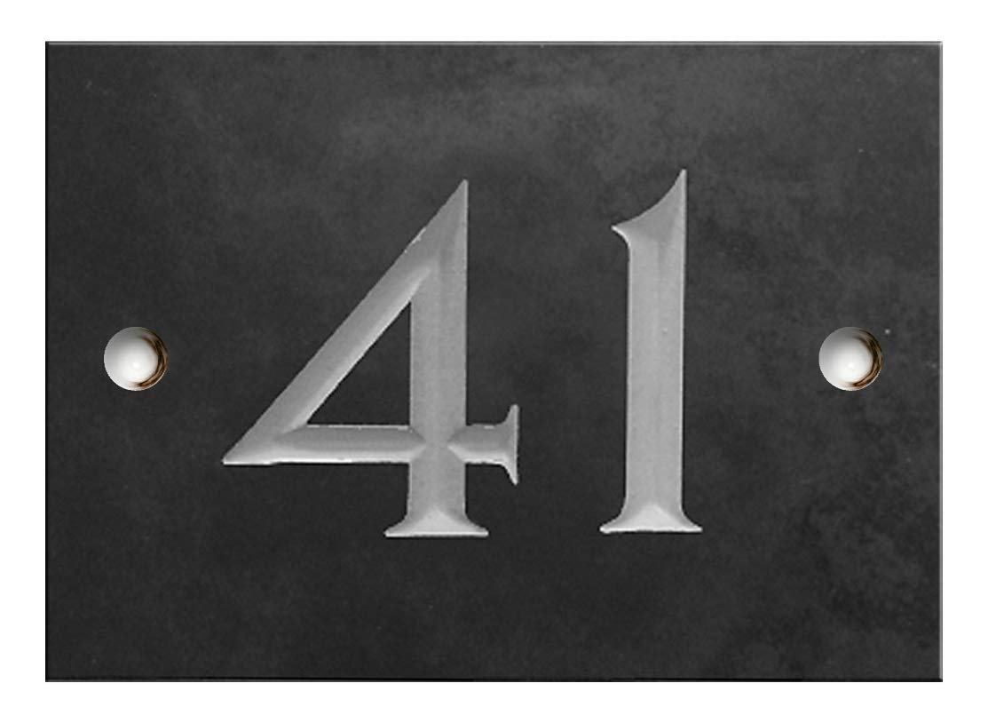 Engraved Slate House Number Sign - 1 to 99 (Select Your Number here) - Number 41 (Same Day Dispatch by 1st Class Post!!!) — image 1