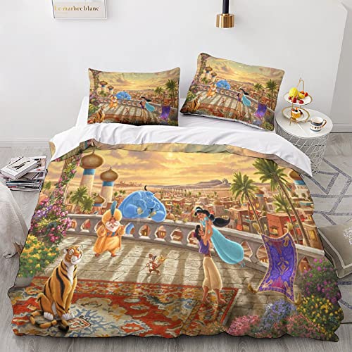XYueww Aladdin Juego De Sábanas Duvet Cover, 3D Print Animation Funda Nórdica Microfibra Suave con...