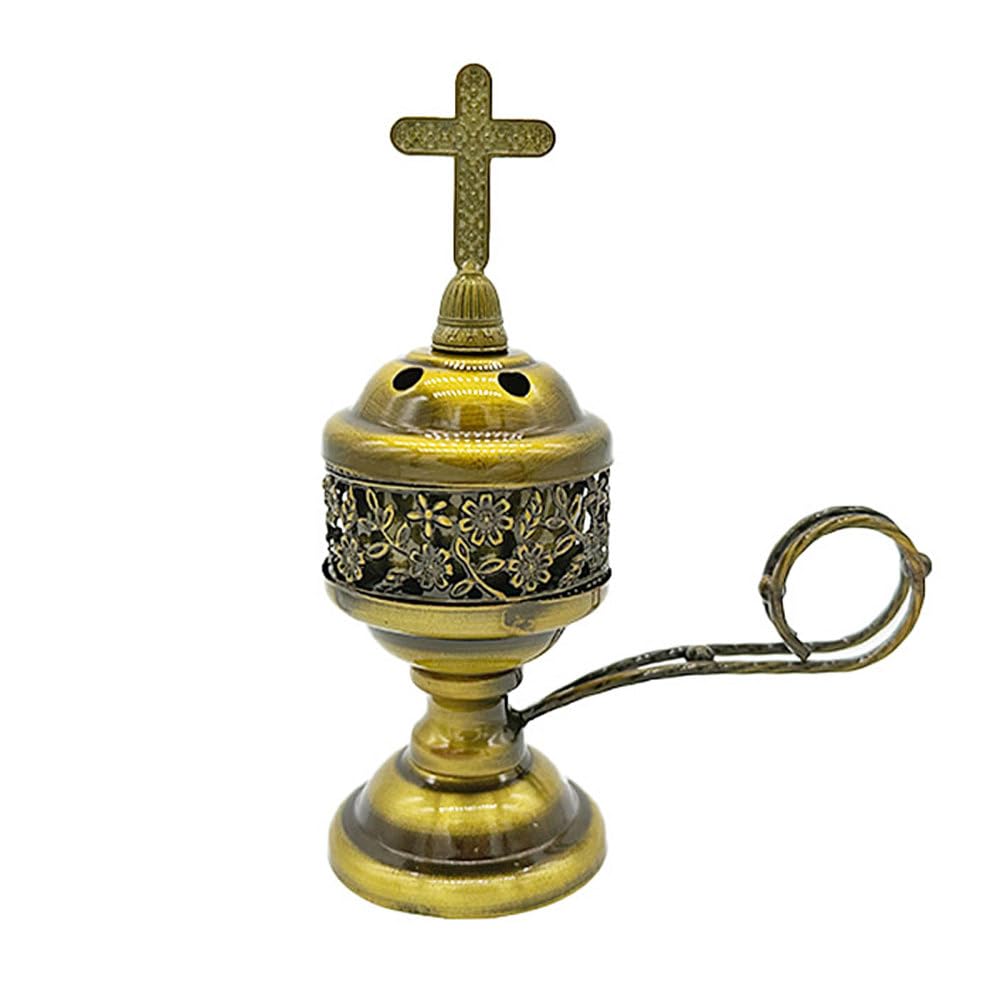 Incense Burner, Metal Aroma Burner Stand Frankincense Charcoal Incense Holder Home Decoration for Aromatherapy, Yoga and Spa, Home and Christian Church Censer