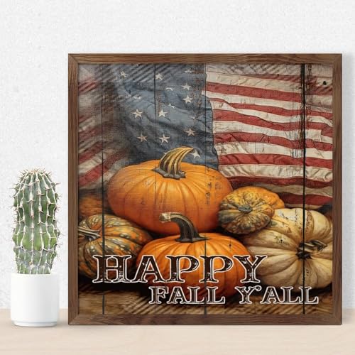 Décoration murale d'automne en bois Happy Fall Y'all pour salon chaleureux 30cm