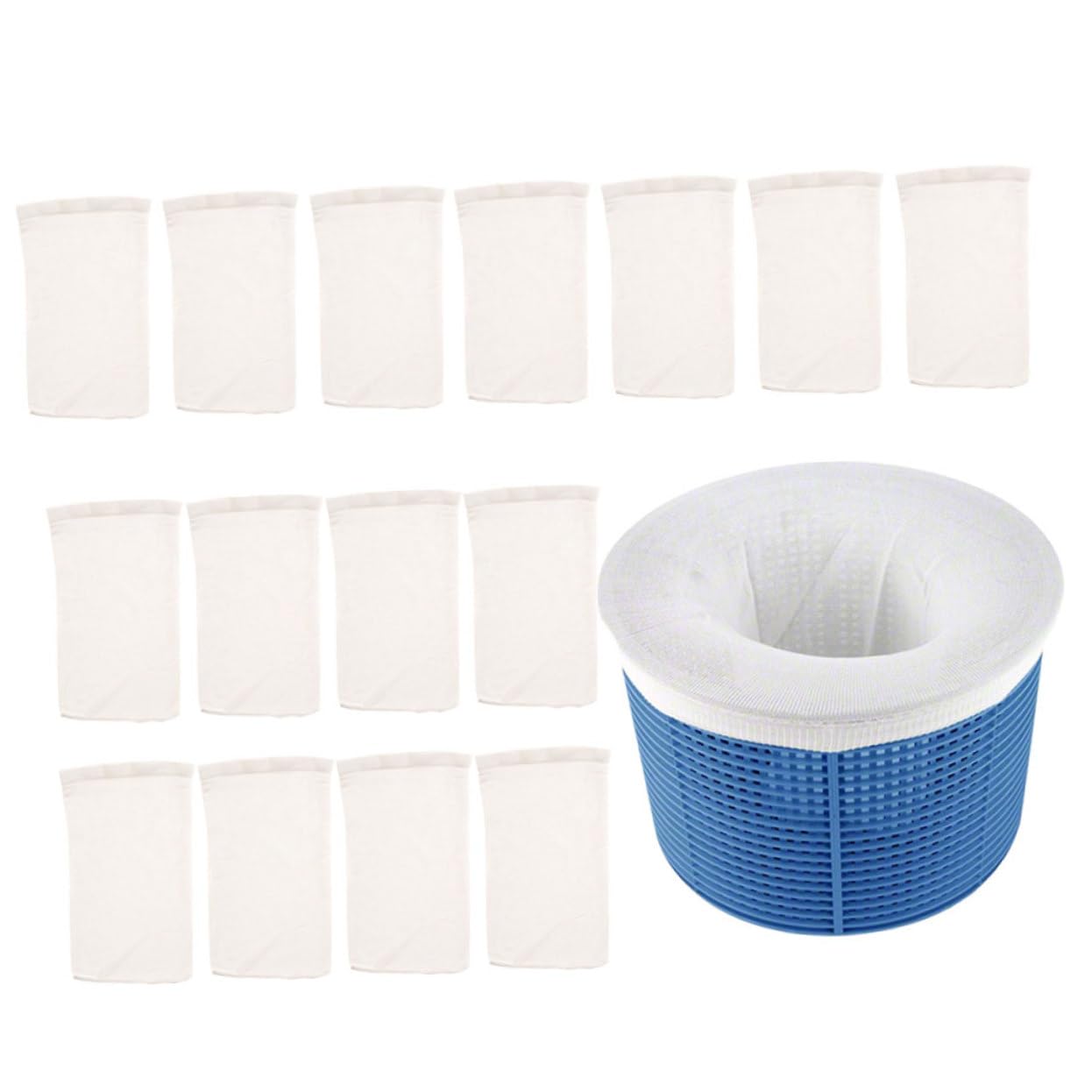 balacoo 16pcs Pool Basket Socks Set 1pc Basket 15pcs Socks Pool Cleaning Supplies
