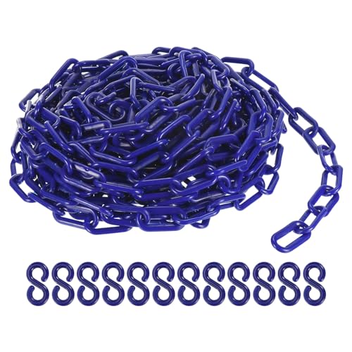 Chaîne en plastique de sécurité bleue 8mm pour barrière extérieure avec crochets