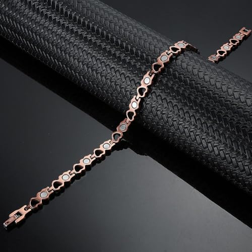 Image of Copper Bracelet for Women 99.9% Pure Copper Crystal Bracelets Link Chain Charm Jewelry Present 3500 Gauss with Adjustment Tool