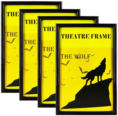 ReqiHome Black Theatre Bill Frame 4 Packs Fits 5.5 x 8.5 Theater Show-Bill