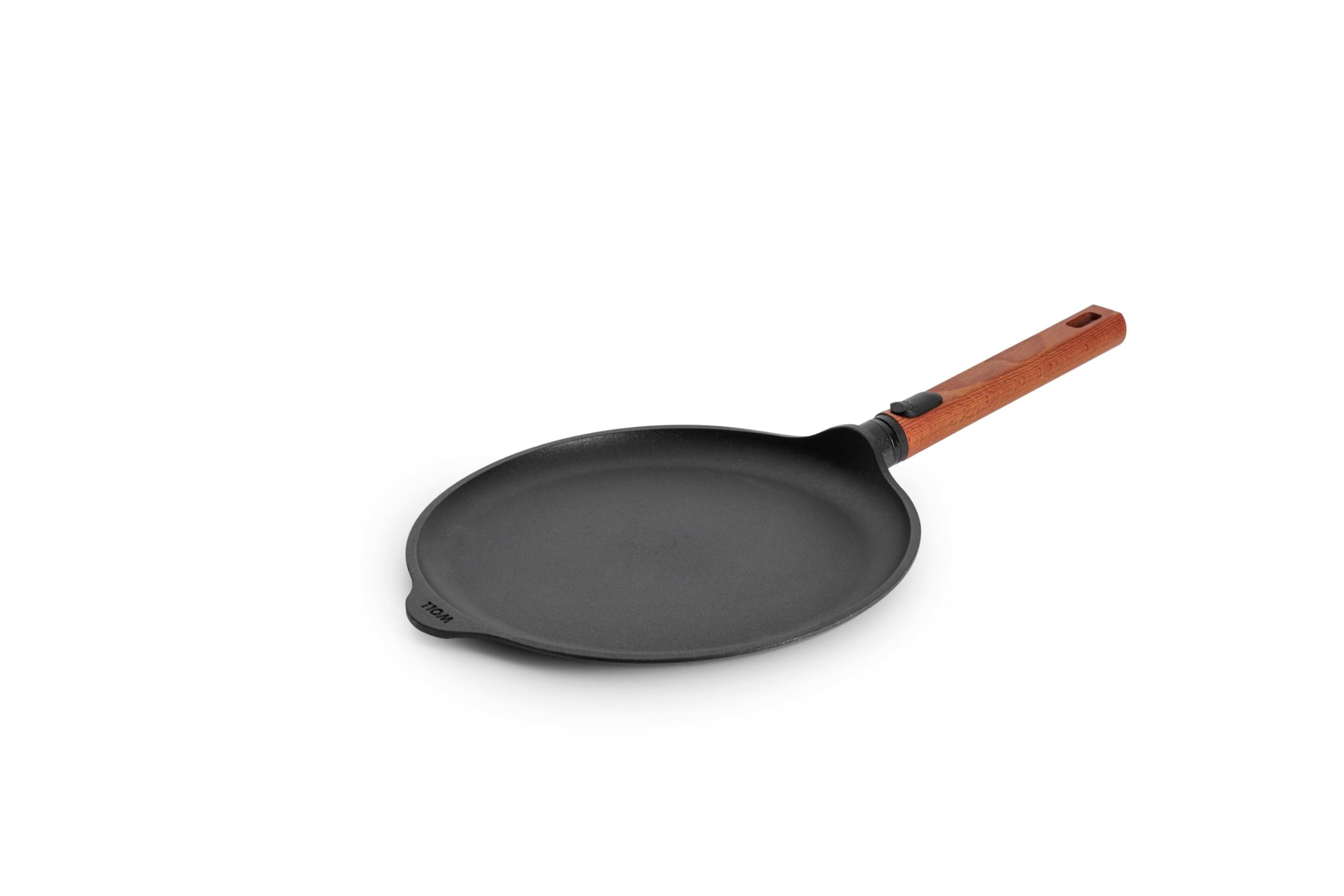WollEco Logic QXR Crepe Pan Inductive Diameter 26 cm with Removable Sustainable Wooden Handle Suitable for All Hob Types PFAS-Free Non-Stick Coating Cast Aluminium