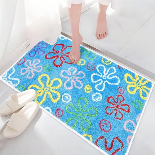 Yeahjiae Cute Cartoon Sponge Bathroom Rug 3x2 Non-Slip Machine Washable Cool Cartoon Bedroom Rug for Bathroom, Living Room, Front Door, Playroom (35.5 * 23.6 inch)