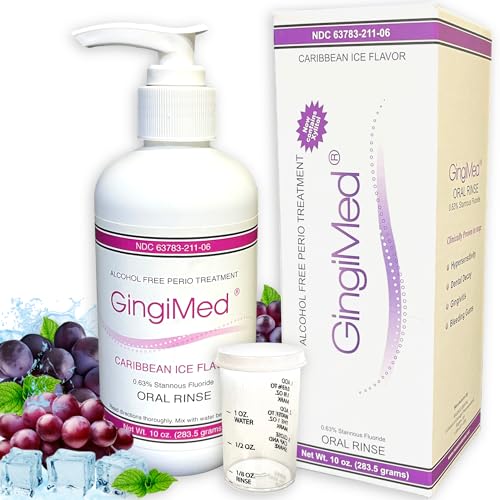 GingiMed .63% Stannous Fluoride Mouthwash with Xylitol | Alcohol-Free Fluoride Mouth Rinse |...