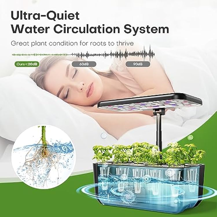 Ahopegarden Indoor Garden Hydroponics Growing System: 10 Pods Plant Germination Kit Herb Vegetable Growth Lamp Countertop with LED Grow Light - Hydrophonic Planter Grower Harvest Lettuce
