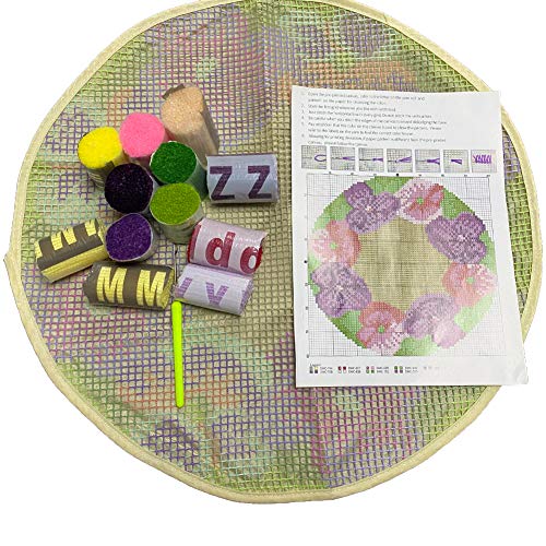 Image of PakyKai 20X20 Inch Hook Rug Kit DIY Needlework Sets Unfinished Crocheting Yarn Mat Latch Hook Rug Kit Floor Mat Carpet Set Flowers Kids Room Carpet