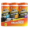 Armor All Toallitas protectoras, de vidrio y de limpieza, toallitas para interior de coche y exterior de coche, 30 unidades cada una (paquete de 3)