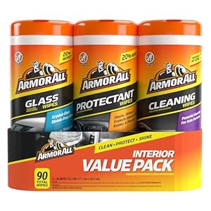 Armor All Toallitas protectoras, de vidrio y de limpieza, toallitas para interior de coche y exterior de coche, 30 unidades cada una (paquete de 3)
