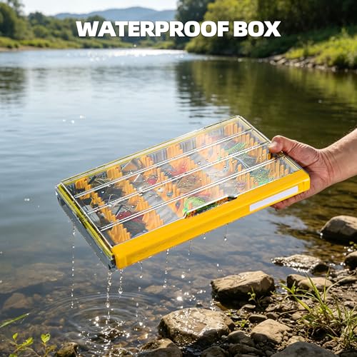 Image of RUNCL 3700 Jig Tackle Storage, Waterproof Floating Lure Storage Box with Adjustable Dividers, Clear Rust-Proof Utility Tray for Terminal Tackle, Hooks and Sinkers