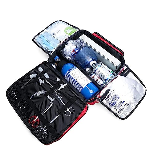 Bolsa portátil de primeros auxilios con separadores interiores, almacenamiento médico de emergencia impermeable para EMT y rescate al aire libre, b