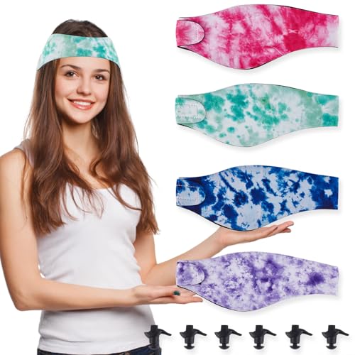 NICENEEDED Swimming Headband, Swim Ear Band Protection Cover, Elastic Ear Protection Band, Adjustable Neoprene Ear Guard and Hair Guard Block Water Secure Earplugs for Bath Shower Pool Beach