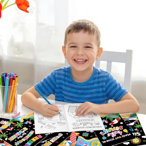 Image of End of the School Year Coloring Books - 24 Pcs Bulk Summer Mini Booklet DIY Art Coloring Books for Kids Summer Holiday Birthday Supplies School Graduation Gift Classroom Reward Goodie Bags Stuffer