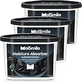 Moismile Moisture Absorbers, Efficient Activated Charcoal Humidity Absorber ＆ Odor Absorber Boxes, Refillable Car Dehumidifier for Closet, Bathroom, Basement＆ RV, 3 Pack