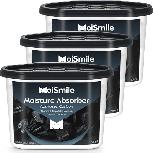 Moismlie Feuchtigkeitsabsorber 3er Pack Aktivkohle für Schrank Luftentfeuchter Feuchtigkeitsabsorber 10 5 oz. Nachfüllbare Feuchtigkeitsabsorberboxen für Schrank Auto & Keller