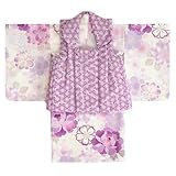 ベビー着物 KAGURA カグラブランド 赤ちゃん用女の子着物 オフホワイト地着物 小桜 紫色被布 二部式仕様の楽々着せ付けタイプ ひな祭り 雛祭り 初節句 お食い初め