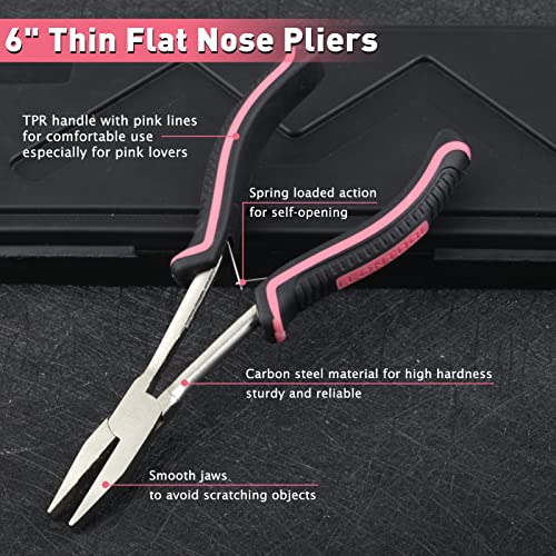 Leontool Long Reach Flat Nose Pliers 6 Inches Flat Nose Duck Bill Pliers Small Flat Jewelry Pliers For Jewelry Making Wire Bending Straightening Working In Tight Spaces Pink Tool For Women #TOP1