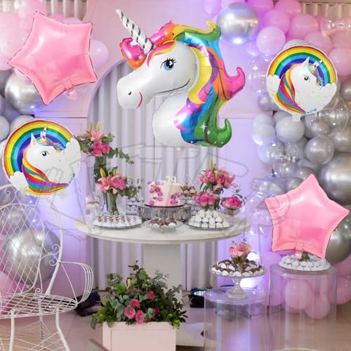 Image of KITTER Unicorn Foil Balloon 5 Pcs Set | Metallic Unicorn Theme Birthday Decoration Items for Girls Boys Kids