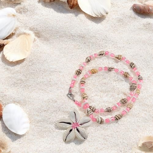 BlueRica Cowrie Shells Flower Pendant Necklace3