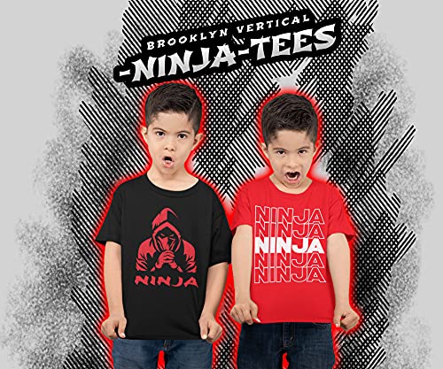 BROOKLYN VERTICAL 4-Pack Boys Ninja Short Sleeve Crew Neck T-Shirt with Chest Print | Soft Cotton Sizes 6-202