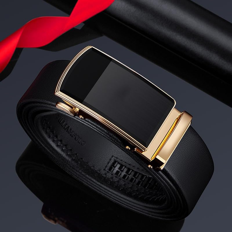 JSEIAJB Men's Belt Business Genuine Leather Belt Men's Genuine Automatic Buckle Men's Belt(115cm)2