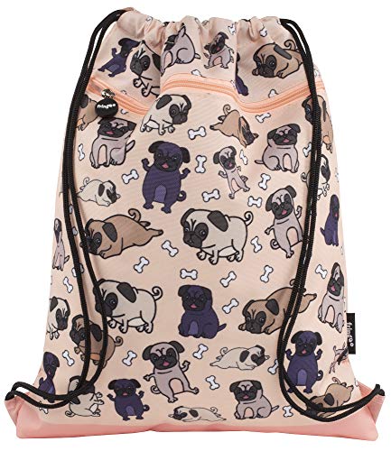 FRINGOO   Bolsa de Cordel para Niños con Bolsillo Frontal con Cremallera Mochila Escolar