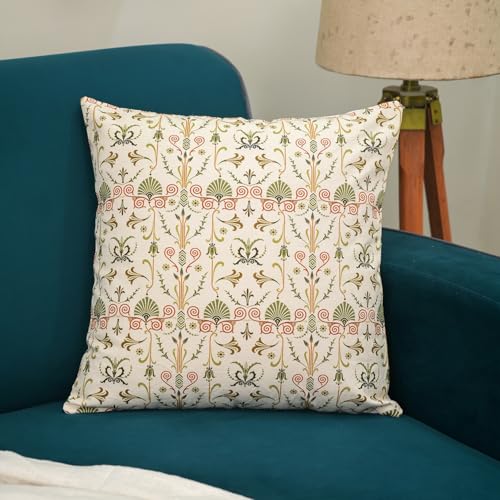 Image of Digital Print Cotton Canvas Throw Pillow Cover for Sofa | 18 X 18 Inch Decorative Pillow Cases for Home Decore | Boho Pillow Case for Living Room and Bed Room (Set of 1, 18 * 18)