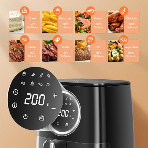 Aigostar Air Fryer 4L, Heißuftfritteuse XXL, Heissluft Fritteusen ohne Öl, 8 Menü, LED Touchscreen, 1500W, BPA-frei – Bild 4