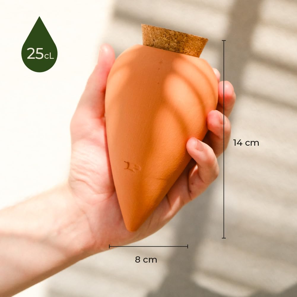 Pepin | Olla terracota para plantar | Riego automático y ecológico para plantas de interior y exterior | Riego natural | Autonomía de aproximadamente 1 semana | OYA Leopardo 25cl