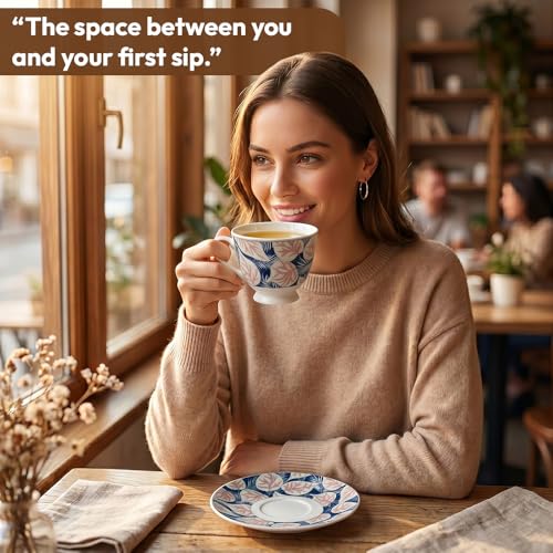 Image of UPC Premium Bone China Cup & Saucer Set (6 Pieces) | Elegant Solid Color Tea Coffee Cups | Lightweight, Durable & Glossy Finish | Ideal for Home, Office & Gifting