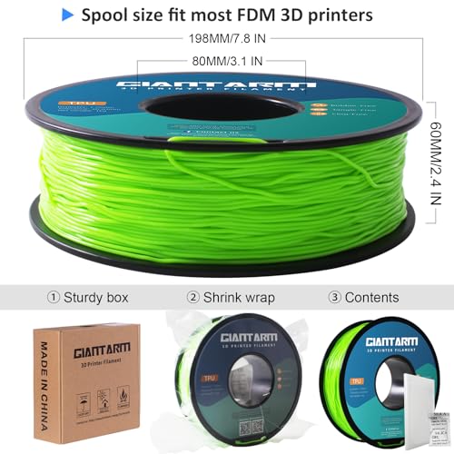 Image of GIANTARM TPU Filament 1.75 mm for 3D Printer 1 kg Green