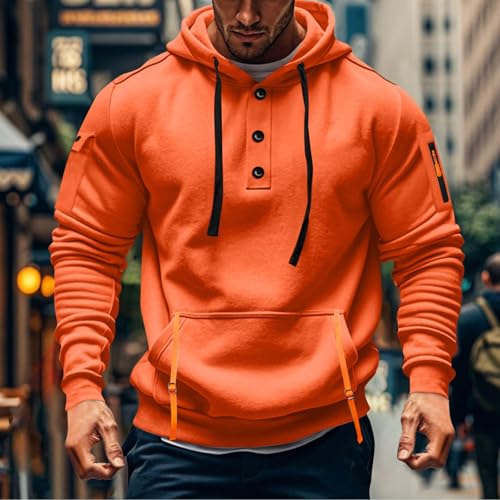 Mens Tactical Hoodies Vintage Casual Quarter Button Up Hooded Workout Henley Sweatshirts Fall Winter Pullover Hoody2