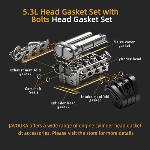 Image of Head Gasket Set with Bolts, 5.3 /4.8L for Chevy Avalanche /Silverado /Suburban /Tahoe /Trailblazer, for Buick Rainier, for GMC Envoy /Sierra /Yukon, for Saab 9-7X, 05-13, HS26191PT, ES72220(46pcs)