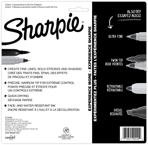 Sharpie Brush Twin Permanent Markers Brush Tip Marker and Ultra Fine Tip Marker Assorted 12 Count - Image 7
