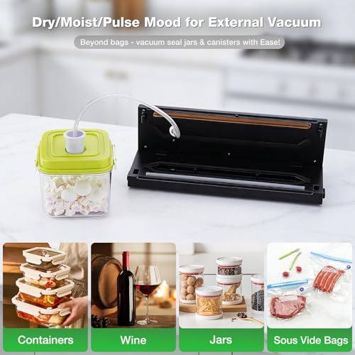 GUMLCOOD Automatic Vacuum Sealer Machine for Food with 10 Storage Bags, 5-in-1 Food Sealer for Seal a Meal, Dry & Moist Food Prep, Compact Vacuum Sealers for Freezer Preservation — view 6