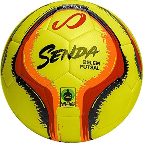 SENDA Belem Training Futsal Ball, Fair Trade Certified, Yellow/Red/Orange/Black, Size 3 (Ages 8-12)