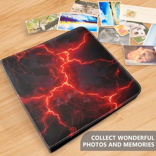 Álbum de Fotos con Adhesivo, Scrapbook DIY, Cubierta de Cuero PU Rojo, 3 Anillas, 40 Páginas 8x10 para Memorias miniatura 5