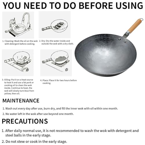 Wok tradicional de acero al carbono 32 cm miniatura 7
