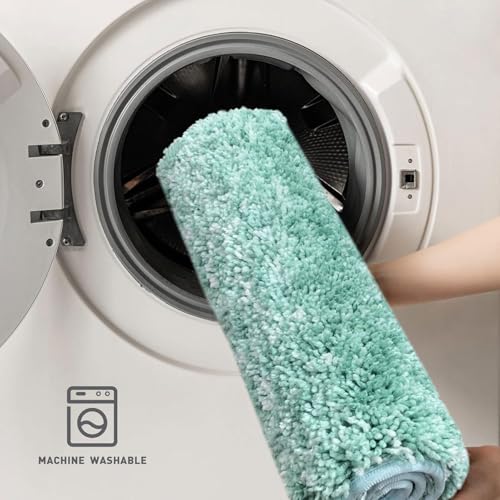Image of Amazon Brand - Umi Hawai Microfiber Bath Mat Super Soft Non-Slip Washable Multipurpose Bathroom mat, Bedroom Doormat for Home -Aqua, (40x60 cm) Pack of 1