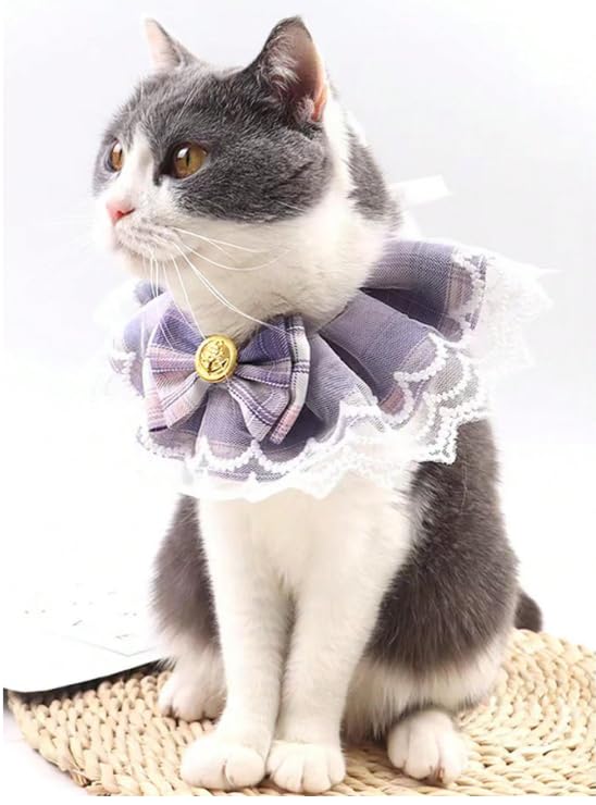 PSK PET MART Cute Bowtie Cat Dog Collar Lace Collar Ruffle Cat Dog Lace Bib Scarf, Pets Scarf Accessories for Pet Birthday Party Holiday Costume Accessories Size -Small (B0CM95SFGF) Amazon Price History, Amazon Price Tracker