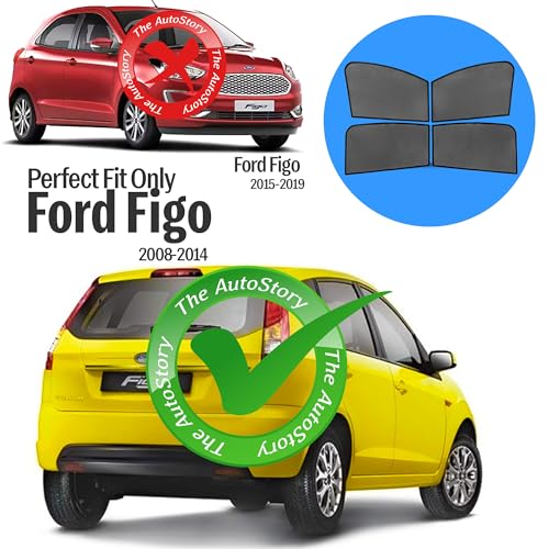 Image of AutoStory Custom Fit Black Mesh Car Sunshade for Ford Figo 2008-2014 | UV & Heat Protection Car Window Curtains | Privacy Car Sun Shade | Breathable Vehicle Specific Side Window Shades
