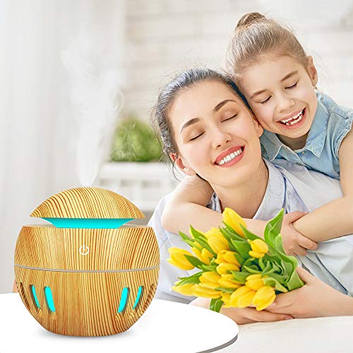 Andoer Umidificador de ar USB difusor de óleo de aroma Cool Mist Maker madeira que muda de cor LEDs