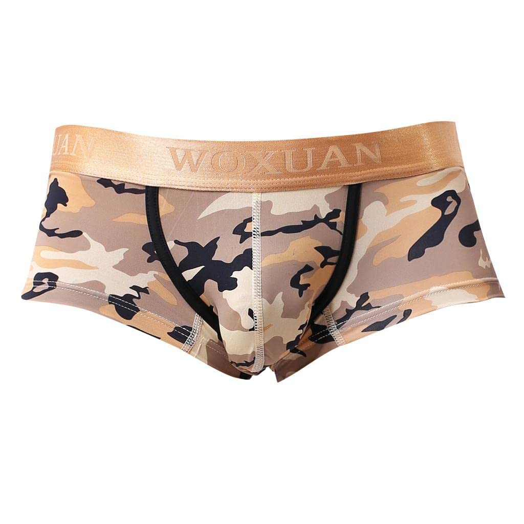 Men Camo Underwear Camouflage Brief Swim Trunks Sport Shorts Yellow L